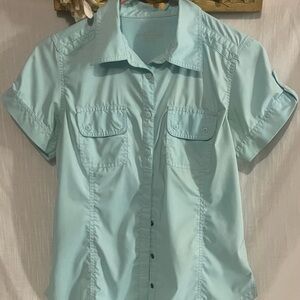 Eddie Bauer Light Aqua Performance Button-Up Shirt